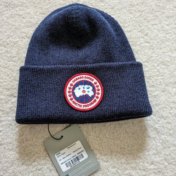 Canada Goose Arctic Toque - Merino Wool - Beanie, Navy Heather - Picture 2 of 8